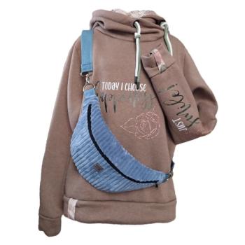 Preview: Crossbag, Crossbody, Hipbag Breitcord rauchblau